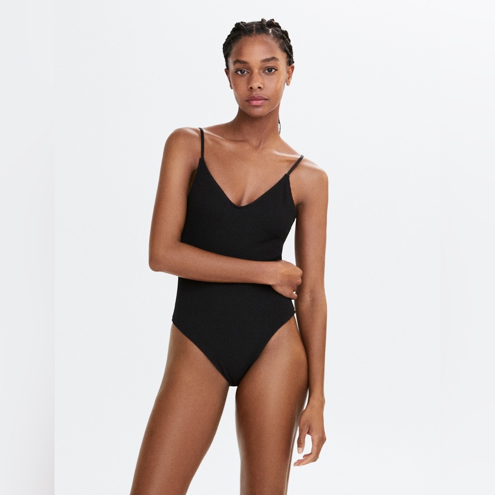 Mango Textured Swimsuit with Adjustable Straps